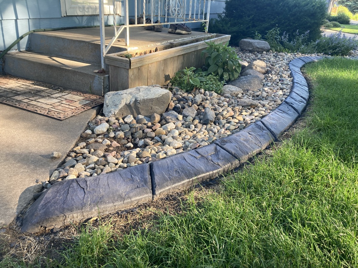 Finished concrete curbing work